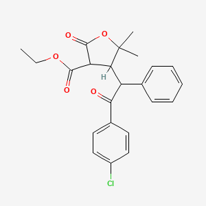 molecular formula C23H23ClO5 B11062083 Ethyl 4-[2-(4-chlorophenyl)-2-oxo-1-phenylethyl]-5,5-dimethyl-2-oxotetrahydrofuran-3-carboxylate 