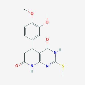 molecular formula C16H17N3O4S B11062096 5-(3,4-dimethoxyphenyl)-2-(methylsulfanyl)-5,8-dihydropyrido[2,3-d]pyrimidine-4,7(3H,6H)-dione 