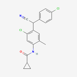 molecular formula C19H16Cl2N2O B11062106 N-{5-chloro-4-[(4-chlorophenyl)(cyano)methyl]-2-methylphenyl}cyclopropanecarboxamide 