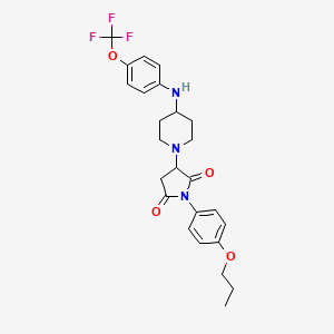 molecular formula C25H28F3N3O4 B11062129 1-(4-Propoxyphenyl)-3-(4-{[4-(trifluoromethoxy)phenyl]amino}piperidin-1-yl)pyrrolidine-2,5-dione 