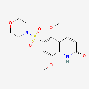 molecular formula C16H20N2O6S B11062189 5,8-dimethoxy-4-methyl-6-(morpholin-4-ylsulfonyl)quinolin-2(1H)-one 