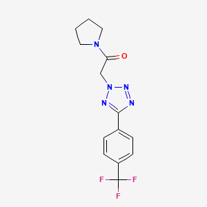 molecular formula C14H14F3N5O B11062202 2H-1,2,3,4-Tetrazole, 2-[2-oxo-2-(1-pyrrolidinyl)ethyl]-5-[4-(trifluoromethyl)phenyl]- 