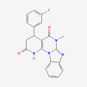 6-(3-fluorophenyl)-9-methyl-1,3,9,11-tetrazatetracyclo[8.7.0.02,7.012,17]heptadeca-2(7),10,12,14,16-pentaene-4,8-dione