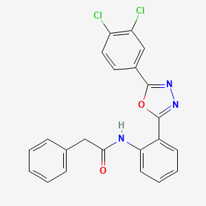 molecular formula C22H15Cl2N3O2 B11062248 N-{2-[5-(3,4-dichlorophenyl)-1,3,4-oxadiazol-2-yl]phenyl}-2-phenylacetamide 