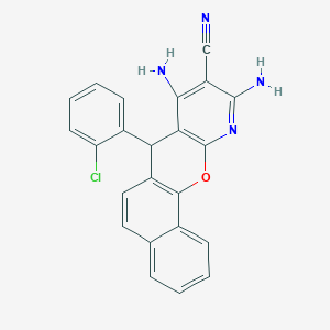 13,15-diamino-11-(2-chlorophenyl)-18-oxa-16-azatetracyclo[8.8.0.02,7.012,17]octadeca-1(10),2,4,6,8,12(17),13,15-octaene-14-carbonitrile