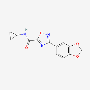 molecular formula C13H11N3O4 B11062309 3-(1,3-benzodioxol-5-yl)-N-cyclopropyl-1,2,4-oxadiazole-5-carboxamide 