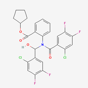 molecular formula C26H19Cl2F4NO4 B11062337 Cyclopentyl 2-{(2-chloro-4,5-difluorobenzoyl)[(2-chloro-4,5-difluorophenyl)(hydroxy)methyl]amino}benzoate 