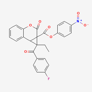 molecular formula C26H18FNO7 B11062351 4-nitrophenyl 1-ethyl-1-[(4-fluorophenyl)carbonyl]-2-oxo-1,7b-dihydrocyclopropa[c]chromene-1a(2H)-carboxylate 