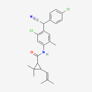 molecular formula C25H26Cl2N2O B11062362 N-{5-chloro-4-[(4-chlorophenyl)(cyano)methyl]-2-methylphenyl}-2,2-dimethyl-3-(2-methylprop-1-en-1-yl)cyclopropanecarboxamide 