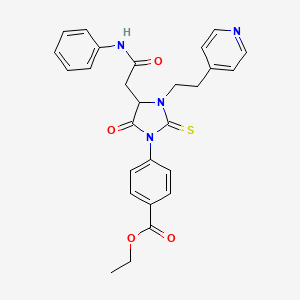 Ethyl 4-{5-oxo-4-[2-oxo-2-(phenylamino)ethyl]-3-[2-(pyridin-4-yl)ethyl]-2-thioxoimidazolidin-1-yl}benzoate