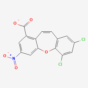 molecular formula C15H6Cl2NO5- B11062364 6,8-Dichloro-3-nitrodibenzo[b,f]oxepine-1-carboxylate 