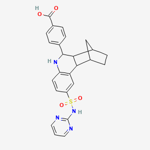 molecular formula C25H24N4O4S B11062382 4-[2-(Pyrimidin-2-ylsulfamoyl)-5,6,6a,7,8,9,10,10a-octahydro-7,10-methanophenanthridin-6-yl]benzoic acid 