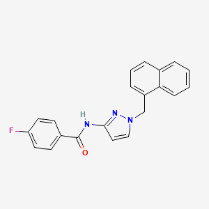 molecular formula C21H16FN3O B11062410 4-fluoro-N-[1-(naphthalen-1-ylmethyl)-1H-pyrazol-3-yl]benzamide 