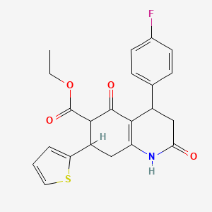 Ethyl 4-(4-fluorophenyl)-2,5-dioxo-7-(thiophen-2-yl)-1,2,3,4,5,6,7,8-octahydroquinoline-6-carboxylate