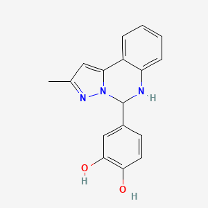 molecular formula C17H15N3O2 B11062501 4-(2-Methyl-5,6-dihydropyrazolo[1,5-c]quinazolin-5-yl)benzene-1,2-diol 