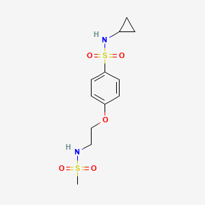 molecular formula C12H18N2O5S2 B11062546 N-cyclopropyl-4-{2-[(methylsulfonyl)amino]ethoxy}benzenesulfonamide 