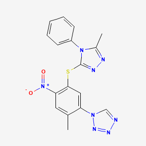 1-{2-methyl-5-[(5-methyl-4-phenyl-4H-1,2,4-triazol-3-yl)sulfanyl]-4-nitrophenyl}-1H-tetrazole