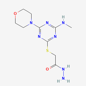 molecular formula C10H17N7O2S B11062577 2-{[4-(Methylamino)-6-(morpholin-4-yl)-1,3,5-triazin-2-yl]sulfanyl}acetohydrazide 