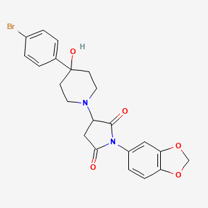 molecular formula C22H21BrN2O5 B11062624 1-(1,3-Benzodioxol-5-yl)-3-[4-(4-bromophenyl)-4-hydroxypiperidin-1-yl]pyrrolidine-2,5-dione 