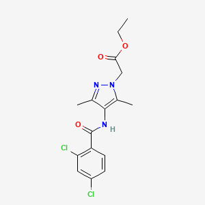 molecular formula C16H17Cl2N3O3 B11062631 ethyl (4-{[(2,4-dichlorophenyl)carbonyl]amino}-3,5-dimethyl-1H-pyrazol-1-yl)acetate 