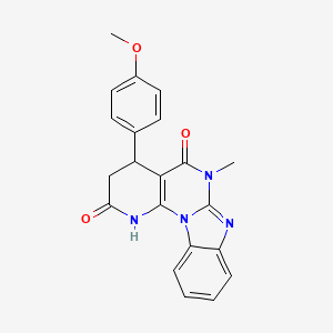 6-(4-methoxyphenyl)-9-methyl-1,3,9,11-tetrazatetracyclo[8.7.0.02,7.012,17]heptadeca-2(7),10,12,14,16-pentaene-4,8-dione