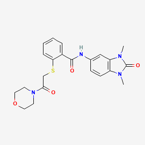 molecular formula C22H24N4O4S B11062696 N-(1,3-dimethyl-2-oxo-2,3-dihydro-1H-benzimidazol-5-yl)-2-{[2-(morpholin-4-yl)-2-oxoethyl]sulfanyl}benzamide 