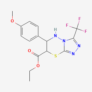 ethyl 6-(4-methoxyphenyl)-3-(trifluoromethyl)-6,7-dihydro-5H-[1,2,4]triazolo[3,4-b][1,3,4]thiadiazine-7-carboxylate