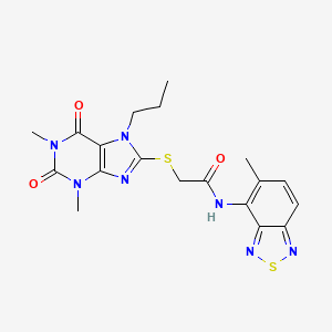 2-[(1,3-dimethyl-2,6-dioxo-7-propyl-2,3,6,7-tetrahydro-1H-purin-8-yl)sulfanyl]-N-(5-methyl-2,1,3-benzothiadiazol-4-yl)acetamide