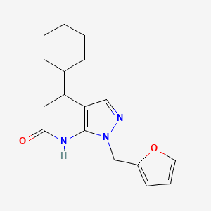 molecular formula C17H21N3O2 B11062823 4-cyclohexyl-1-(furan-2-ylmethyl)-4,5-dihydro-1H-pyrazolo[3,4-b]pyridin-6-ol 