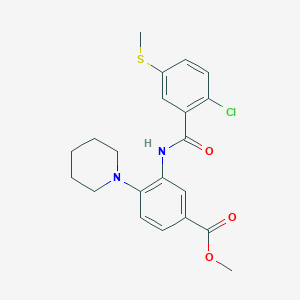 molecular formula C21H23ClN2O3S B11062842 Methyl 3-({[2-chloro-5-(methylsulfanyl)phenyl]carbonyl}amino)-4-(piperidin-1-yl)benzoate 