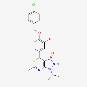 4-{4-[(4-chlorobenzyl)oxy]-3-methoxyphenyl}-6-methyl-1-(propan-2-yl)-1,4-dihydropyrazolo[3,4-d][1,3]thiazin-3(2H)-one