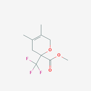 molecular formula C10H13F3O3 B11062878 methyl 4,5-dimethyl-2-(trifluoromethyl)-3,6-dihydro-2H-pyran-2-carboxylate 