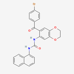 molecular formula C26H19BrN2O4 B11062887 1-{7-[(4-Bromophenyl)carbonyl]-2,3-dihydro-1,4-benzodioxin-6-yl}-3-naphthalen-1-ylurea 