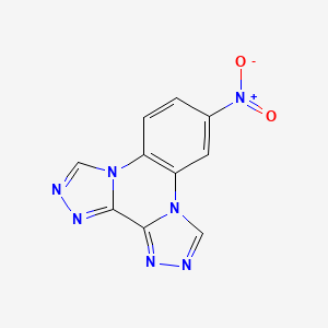 molecular formula C10H5N7O2 B11062890 14-nitro-2,4,5,8,9,11-hexazatetracyclo[10.4.0.02,6.07,11]hexadeca-1(12),3,5,7,9,13,15-heptaene 