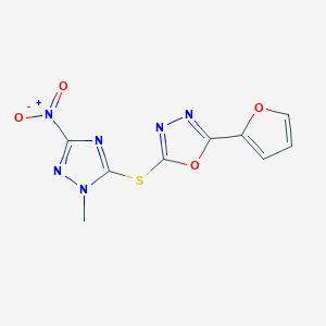 2-(furan-2-yl)-5-[(1-methyl-3-nitro-1H-1,2,4-triazol-5-yl)sulfanyl]-1,3,4-oxadiazole