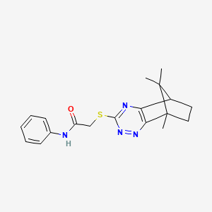 N-phenyl-2-[(8,9,9-trimethyl-5,6,7,8-tetrahydro-5,8-methano-1,2,4-benzotriazin-3-yl)sulfanyl]acetamide