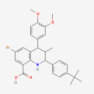 molecular formula C29H32BrNO4 B11062970 6-Bromo-2-(4-tert-butylphenyl)-4-(3,4-dimethoxyphenyl)-3-methyl-1,2,3,4-tetrahydroquinoline-8-carboxylic acid 