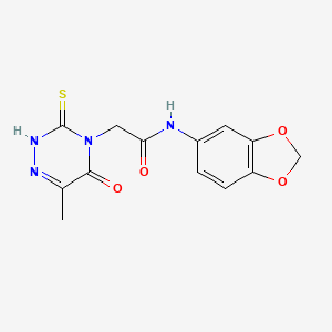 N-(1,3-benzodioxol-5-yl)-2-(6-methyl-5-oxo-3-sulfanyl-1,2,4-triazin-4(5H)-yl)acetamide