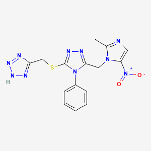 5-[({5-[(2-methyl-5-nitro-1H-imidazol-1-yl)methyl]-4-phenyl-4H-1,2,4-triazol-3-yl}sulfanyl)methyl]-1H-tetrazole