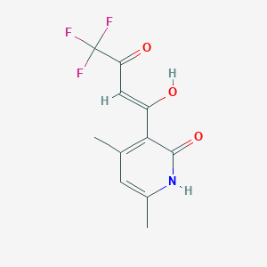 molecular formula C11H10F3NO3 B11063009 1H-Pyridin-2-one, 4,6-dimethyl-3-(4,4,4-trifluoro-3-hydroxybut-2-enoyl)- 