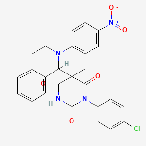 1'-(4-chlorophenyl)-2-nitro-7,11b-dihydro-2'H,6H,13H-spiro[isoquino[2,1-a]quinoline-12,5'-pyrimidine]-2',4',6'(1'H,3'H)-trione