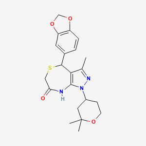 4-(1,3-benzodioxol-5-yl)-1-(2,2-dimethyltetrahydro-2H-pyran-4-yl)-3-methyl-4,8-dihydro-1H-pyrazolo[3,4-e][1,4]thiazepin-7(6H)-one