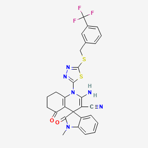 2'-amino-1-methyl-2,5'-dioxo-1'-(5-{[3-(trifluoromethyl)benzyl]sulfanyl}-1,3,4-thiadiazol-2-yl)-1,2,5',6',7',8'-hexahydro-1'H-spiro[indole-3,4'-quinoline]-3'-carbonitrile