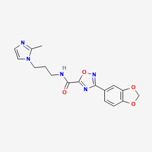 molecular formula C17H17N5O4 B11063052 1,2,4-Oxadiazole-5-carboxamide, 3-(1,3-benzodioxol-5-yl)-N-[3-(2-methyl-1H-imidazol-1-yl)propyl]- 