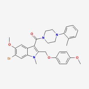 {6-bromo-5-methoxy-2-[(4-methoxyphenoxy)methyl]-1-methyl-1H-indol-3-yl}[4-(2-methylphenyl)piperazin-1-yl]methanone