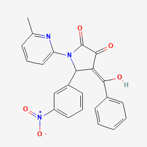 molecular formula C23H17N3O5 B11063133 3-hydroxy-1-(6-methylpyridin-2-yl)-5-(3-nitrophenyl)-4-(phenylcarbonyl)-1,5-dihydro-2H-pyrrol-2-one 