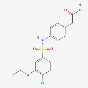 molecular formula C16H16ClNO5S B11063150 2-(4-{[(4-Chloro-3-ethoxyphenyl)sulfonyl]amino}phenyl)acetic acid 