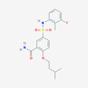 5-[(3-Fluoro-2-methylphenyl)sulfamoyl]-2-(3-methylbutoxy)benzamide