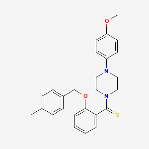 molecular formula C26H28N2O2S B11063229 [4-(4-Methoxyphenyl)piperazin-1-yl]{2-[(4-methylbenzyl)oxy]phenyl}methanethione 