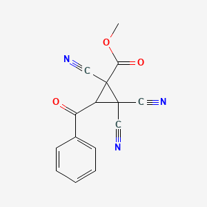 molecular formula C15H9N3O3 B11063241 Methyl 1,2,2-tricyano-3-(phenylcarbonyl)cyclopropanecarboxylate 